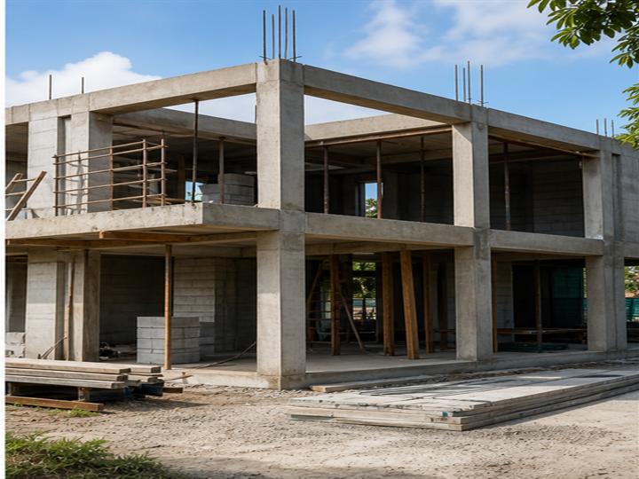 Estructura de concreto reforzado lista para etapa de acabados